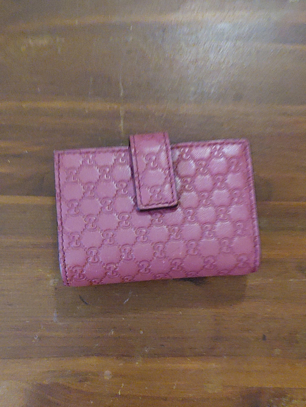 Embossed Pink Leather Snap Wallet